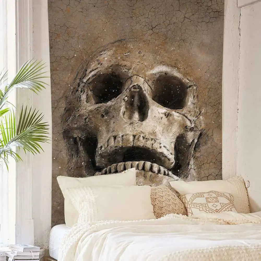 Simsant Череп Цветочные гобелены с цветами фантазия Скелет искусство настенные