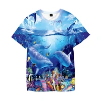 underwater world shark t shirt fish printed children t shirt kids kawaii t shirt boys girls casual t shirt for teen girls tees