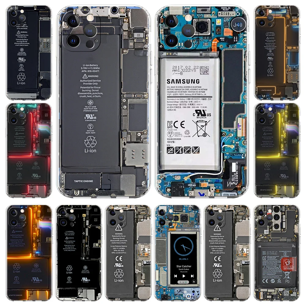 

Main Circuit Board Transparent Cover for iPhone 13 12 11 Pro Max 8 7 Plus SE2020 X XR XS Max Shell Soft TPU Phone Case Coque Bag