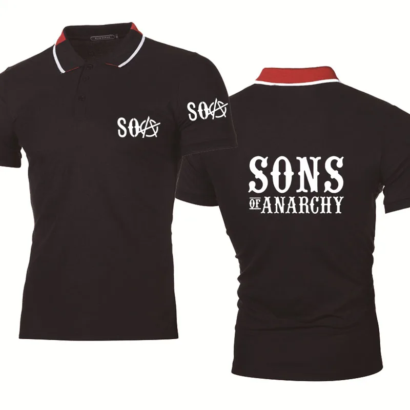 

Мужская/Женская хлопковая рубашка-поло SOA Sons of анархия, с коротким рукавом и принтом SAMCRO