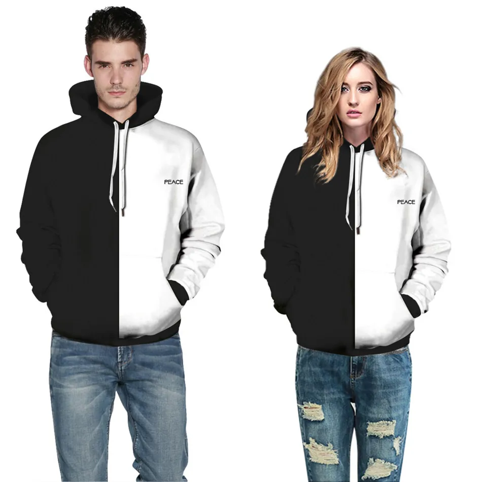 

Черно-белая искусственная птица Инь Янь с принтом в стиле Харадзюку для мужчин и женщин 3D толстовки Мужские Модные свитшоты с капюшоном пул...