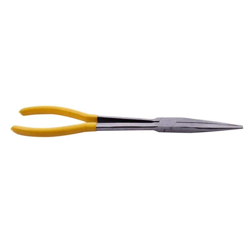 

11" Extra Long Straight Needle Nose Pliers Hand Tool Yellow+Silver