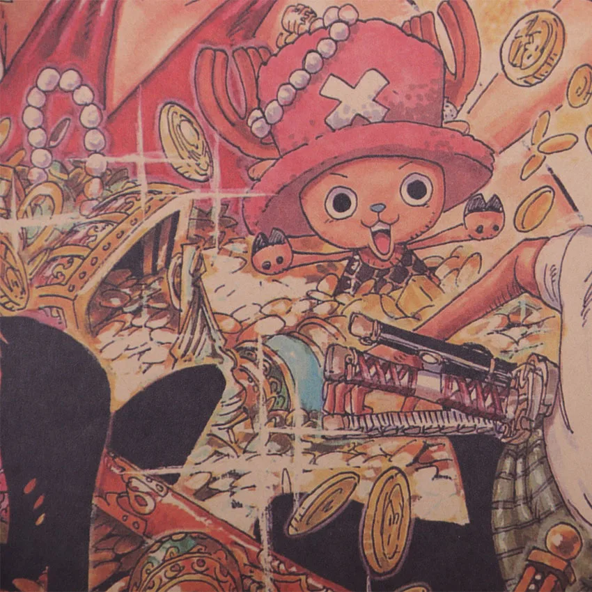 Классический Аниме one piece персонаж коллекция винтажные наклейки плакат на крафт-бумаге домашний декор живопись стикер на стену 50X35 см