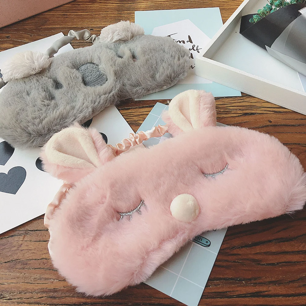 Милый чехол для глаз с животными Спящая маска кролик коала мультяшный ворс тени