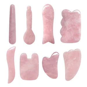 Инструмент Для Массажа Гуаша натуральный розовый кварц нефритовый акупунктурный Массажер для подтяжки лица