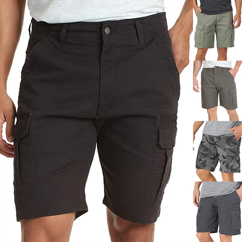 

Men's Camouflage Multi Pockets Shorts Summer Elastic Waist Military Cotton Cargo Printed Male Short Trousers Loose 5XL Breeches