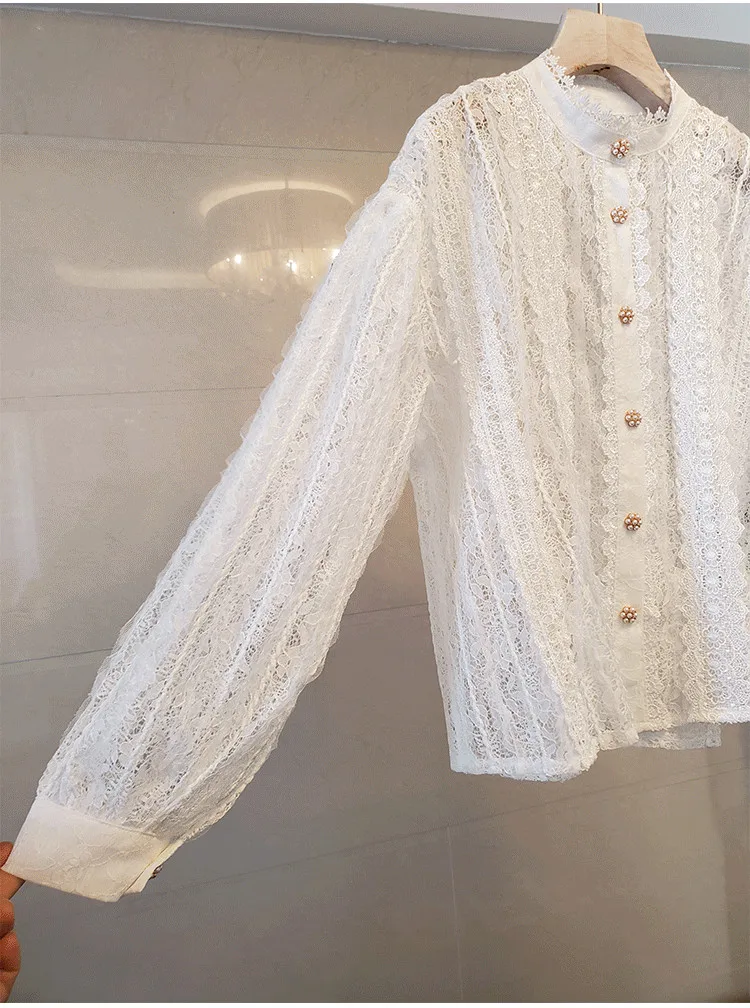 HAMALIEL новинка 2020 весна-осень кружевная рубашка топы высокое качество роскошные