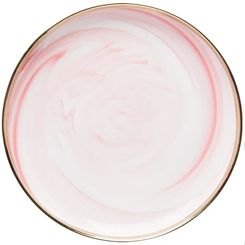 Набор обеденных тарелок из розового мрамора керамическая кухонная тарелка набор