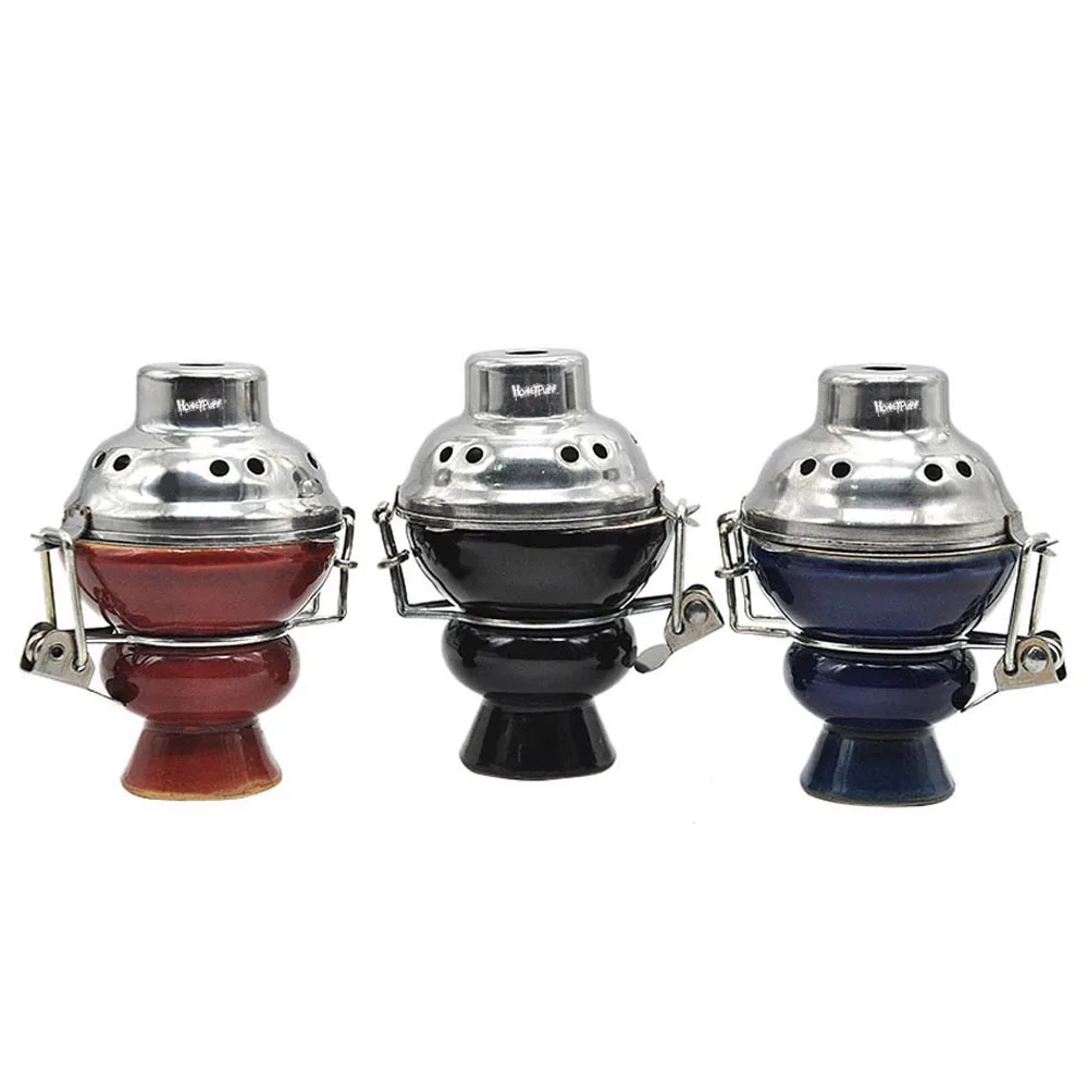 Керамическая чаша для кальяна с металлическим ветровым стеклом и углем | Дом сад