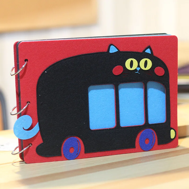 Black Cat Детский пустой корпус Альбом DIY бумажный дневник ручная роспись мультфильм фотоальбом записная книжка для детей - Цвет: Black Cat