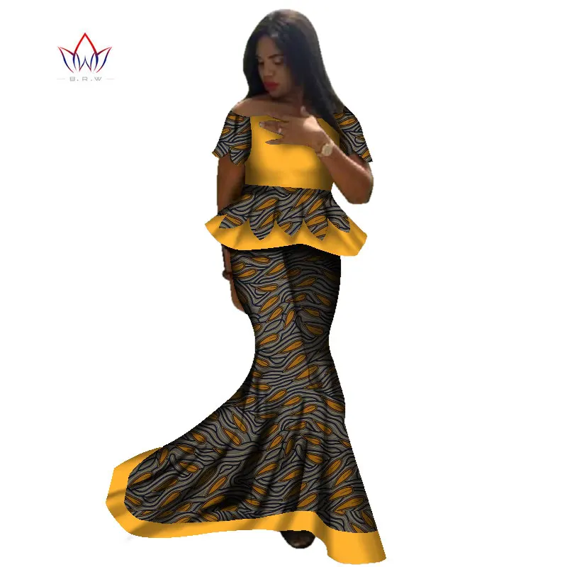 Богатые платья в африканском стиле Bazin комплект из двух предметов женские топы с