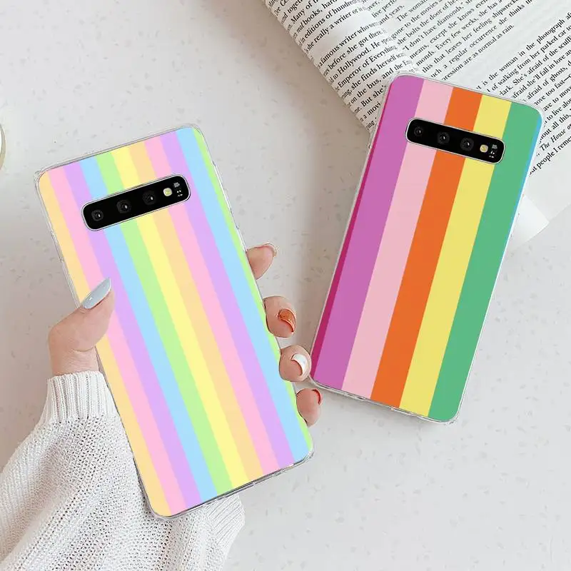 

Original Rainbow Stripe Phone Case Transparent For Samsung Galaxy A S Note 9 10 51 50 71 70 80 20 21 30s ultra plus