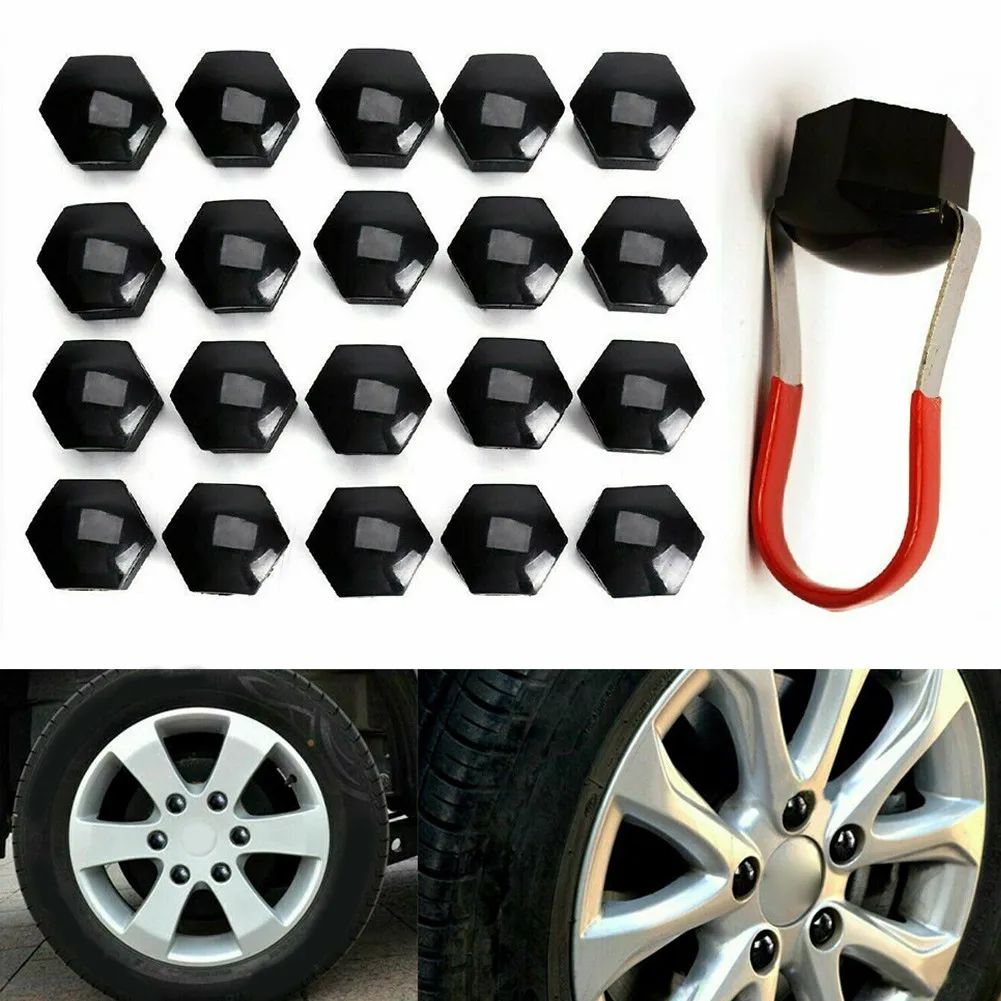 + REMOVAL TOOL Wheel 20PCS NUT BOLT 21MM ALLOY Accessories Black COVERS