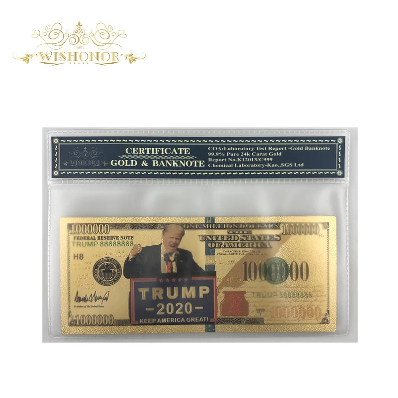 Цветная американская золотая банкнота 2020's Трамп 100 долларов поддельные деньги