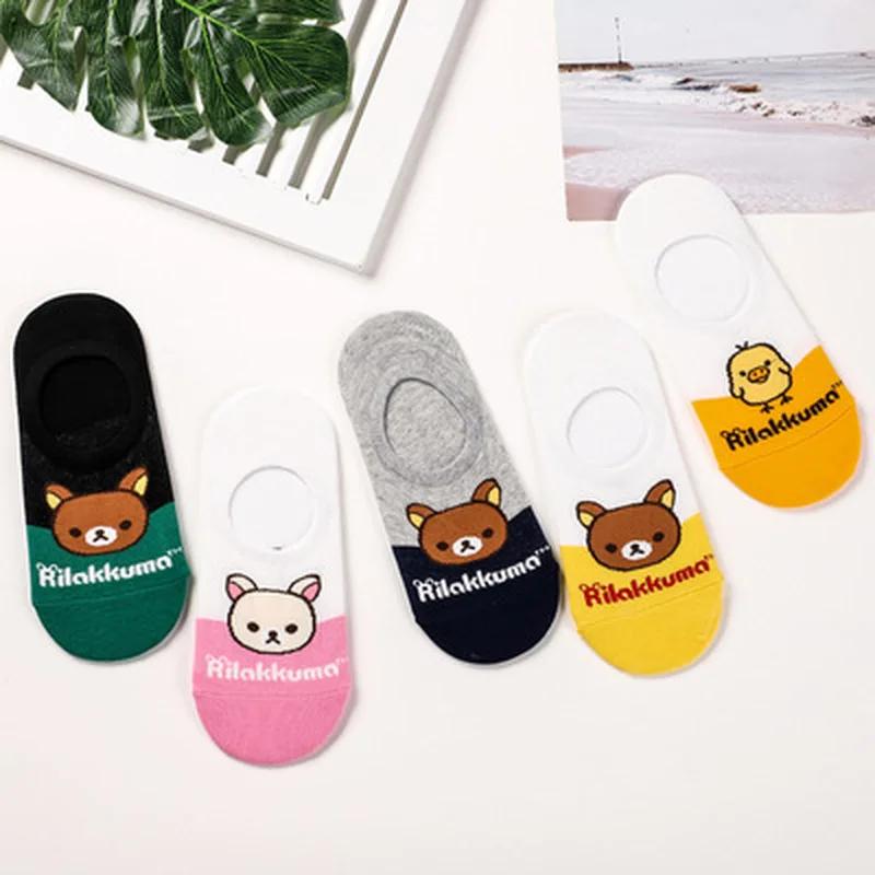 Носки с мультипликационным принтом Rilakkuma Kiiroitori, милые забавные носки, новинка, персонализированные женские хлопковые носки, calcetines mujer divertido