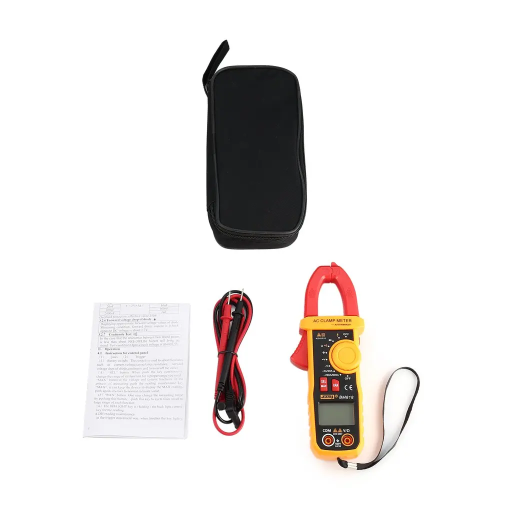 SZBJ BM818 Цифровой DC/AC клещи мультиметр Вольт Ампер Ом диод НТС Емкость тестер Ручной