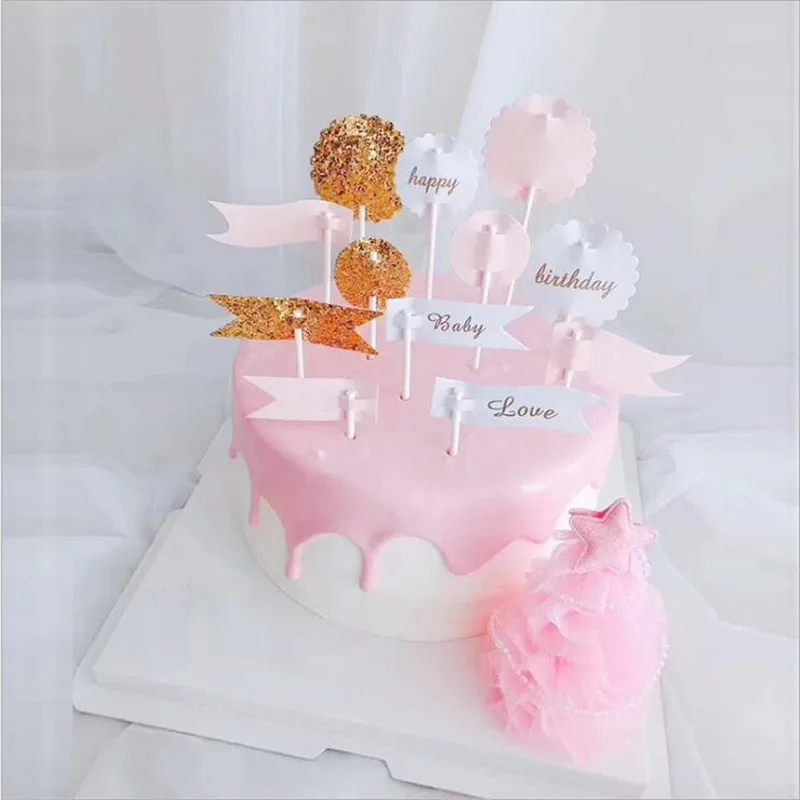 Cakelove 13pcs с днем рождения любят детское блестящее флаг счастливый Любовь Торт