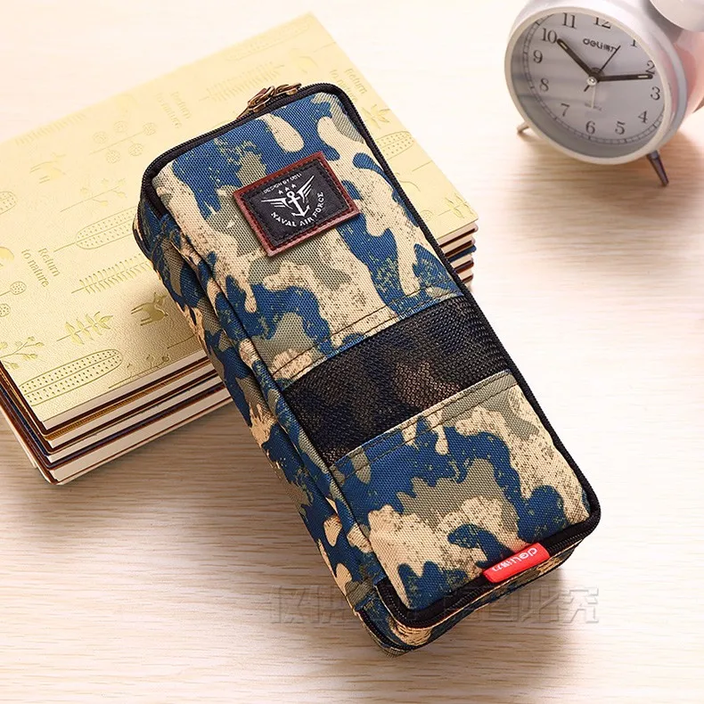 army green Крутые сумки для карандашей, корейские камуфляжные холщовые школьные сумки, пенал для карандашей, большие канцелярские принадлежности, Школьные Инструменты, школьный чехол для карандашей для студентов - Цвет: army green