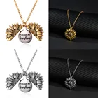 С принтом You are my sunshine в винтажном стиле Креативные подсолнечника кулон двухслойная открытый ожерелье свитер ожерелья для женщин, ювелирное изделие, подарок