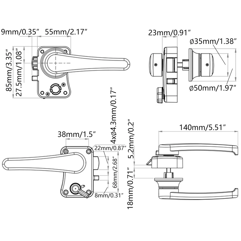 

RV Toilet Bathroom Door Handle Lock Caravan Boat Latch Knob Locks
