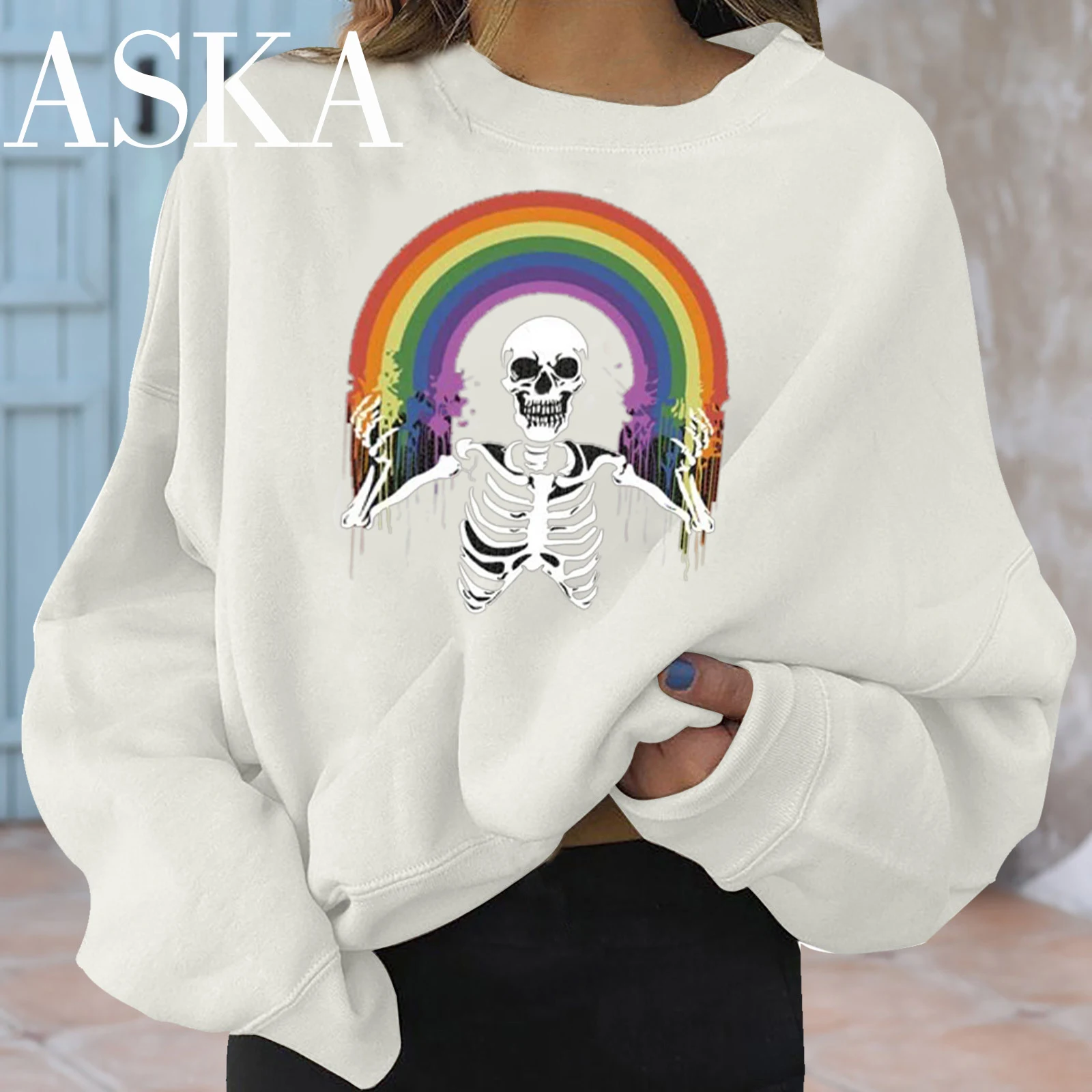 

Женская толстовка с длинным рукавом, с принтом черепа