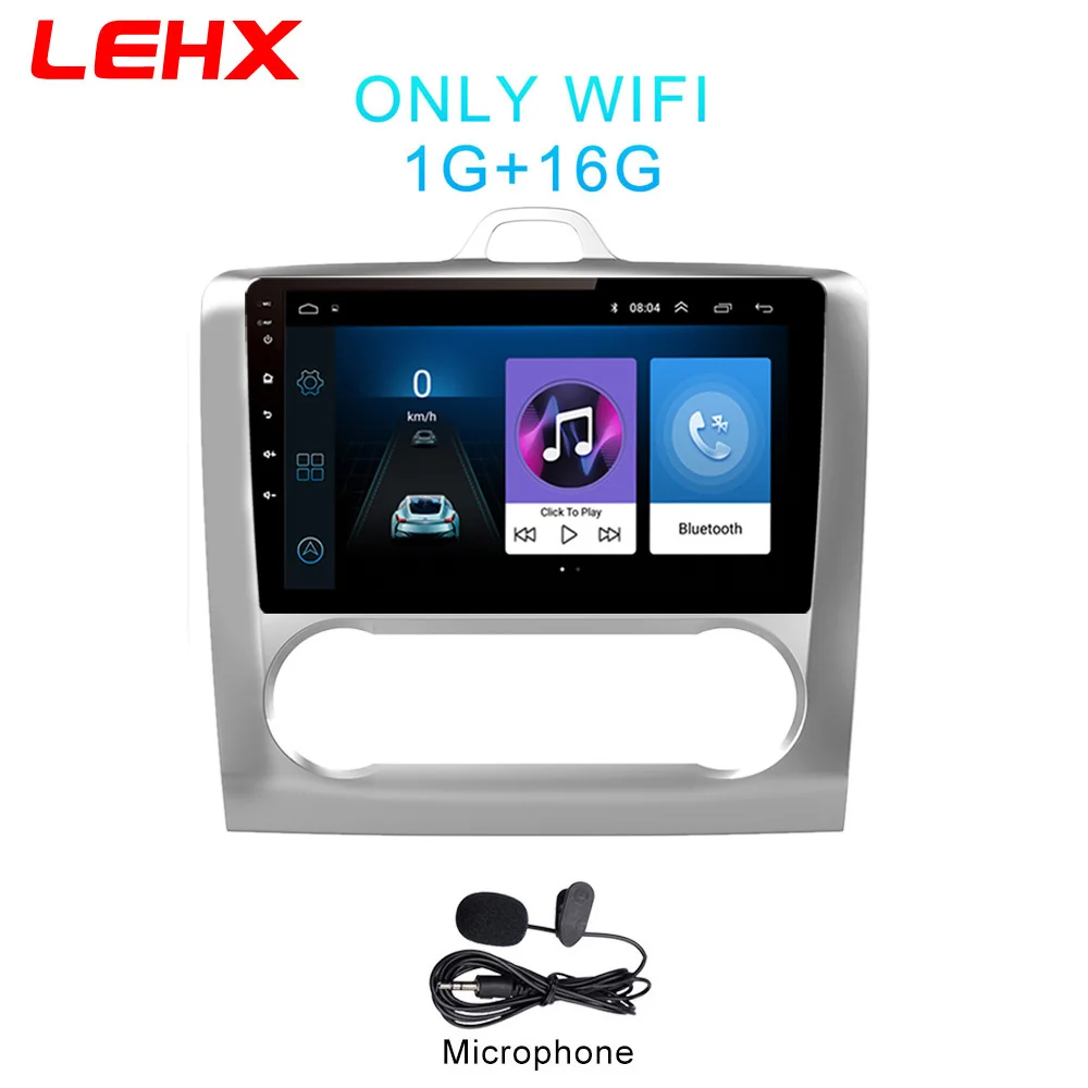 FOCUS AT-MIC LEHX 2 DIN 9 дюймов Android 8,1 автомобильный мультимедийный плеер с сенсорным экраном четырехъядерный автомобильный радиоприемник для 2004 2005 2006-2011 Ford Focus Exi AT - Цвет: FOCUS AT-MIC