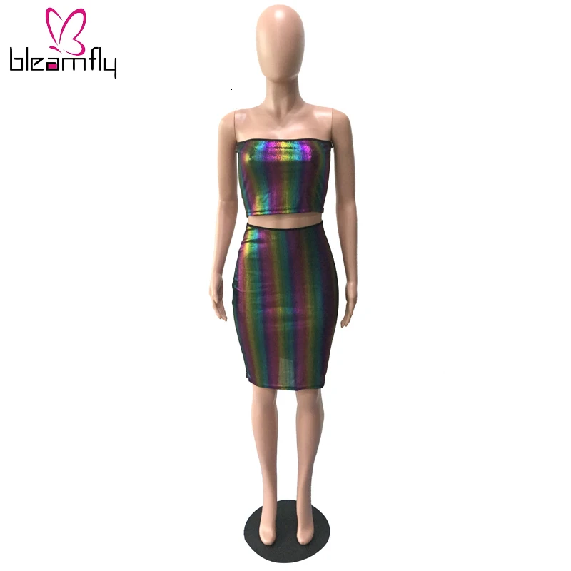 Осенний Женский комплект в радужную полоску с градиентным принтом укороченный