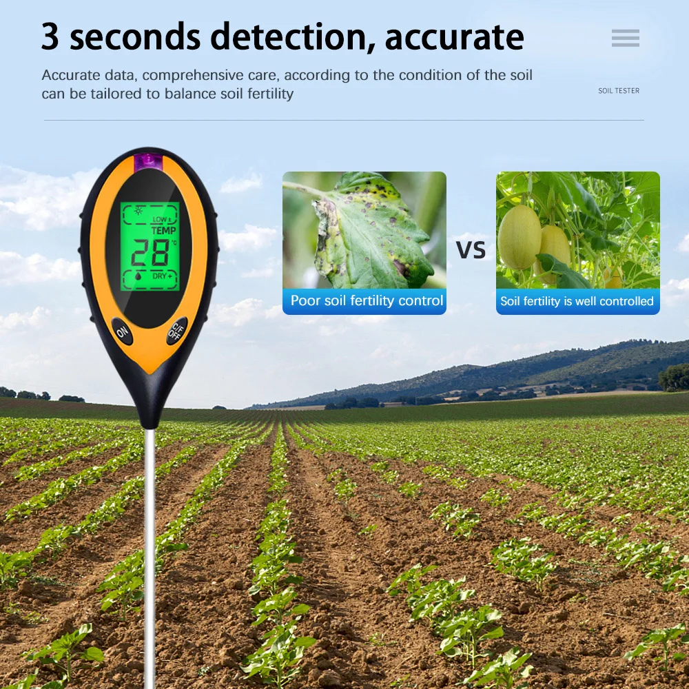

Soil PH Tester 4 In 1 PH Light Moisture Acidity Tester Plant Acidity Humidity Soil Testers Moisture Meter Kit for Garden Flowers