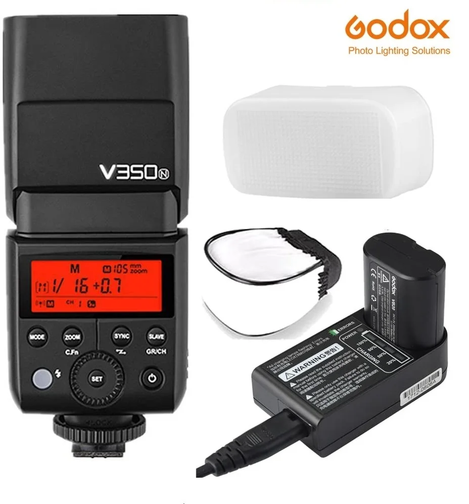 Фото GODOX V350N мини компактный размер 2,4G беспроводная вспышка для камеры TTL 1/8000s HSS литий-ионная аккумуляторная батарея для зеркальной камеры Nikon №1