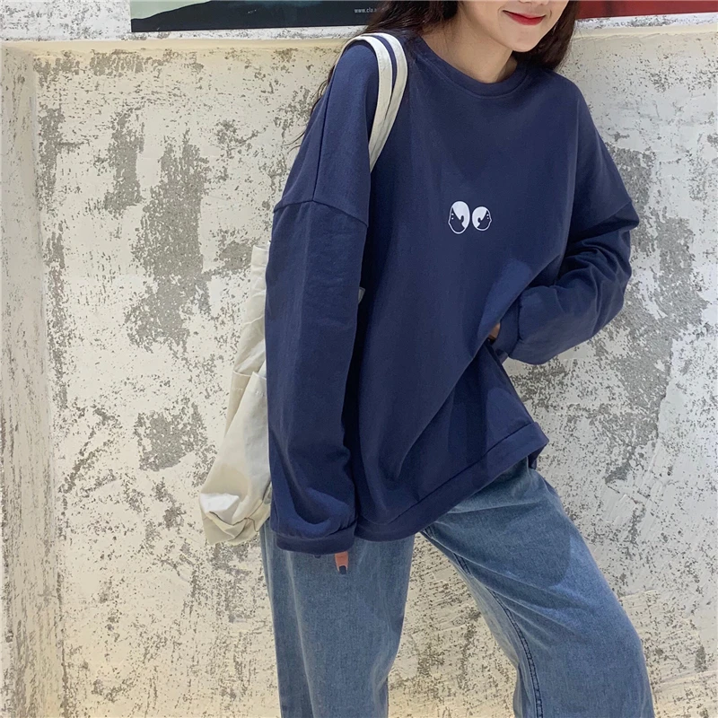 

Women's Clothing sweet print o-neck loose full Korean style new Spring and autumn ladies tops high quality fashion T-Shirts hot