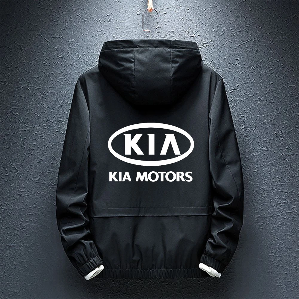 

New Men Kia Motors Car Logo Print Coat Spring Hoodies Jacket Street Windbreaker Hoodie Zipper Thin Jacket Men Sport Jacket