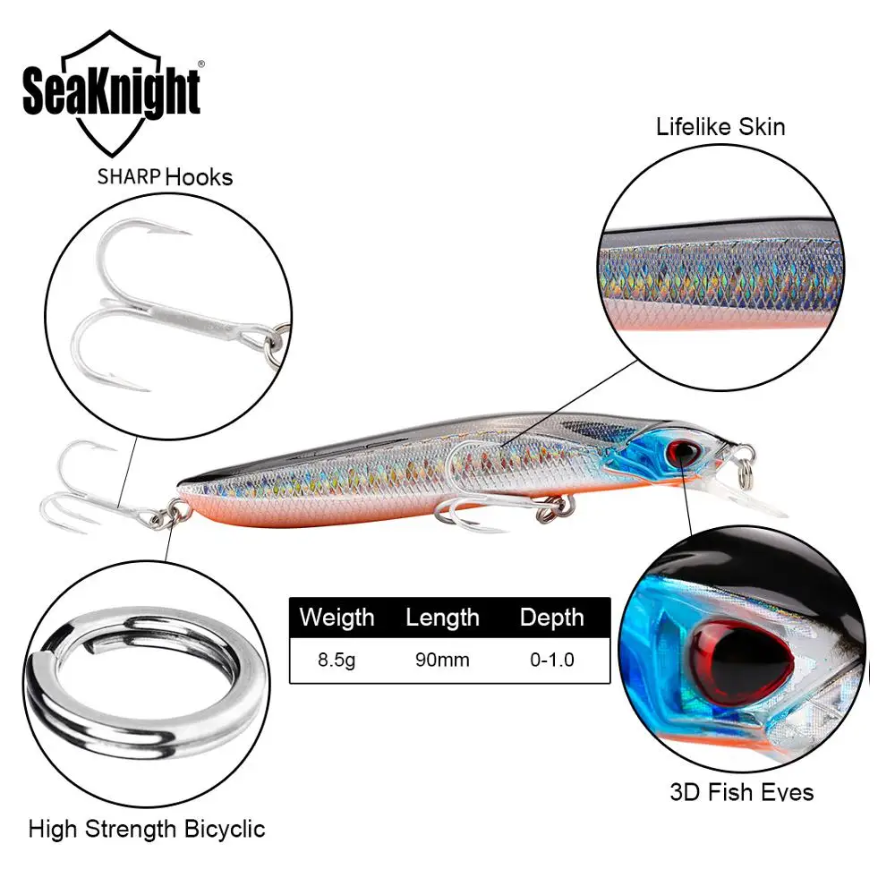 SeaKnight Minnow SK036 1 шт. 8 5 г 3.5in 90 мм 0 м плавающая приманка для рыбалки искусственная