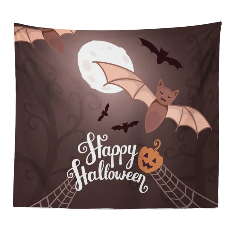 И надписью &quotHappy Halloween&quot Веселая ведьмочка гобелен с изображением тыквы