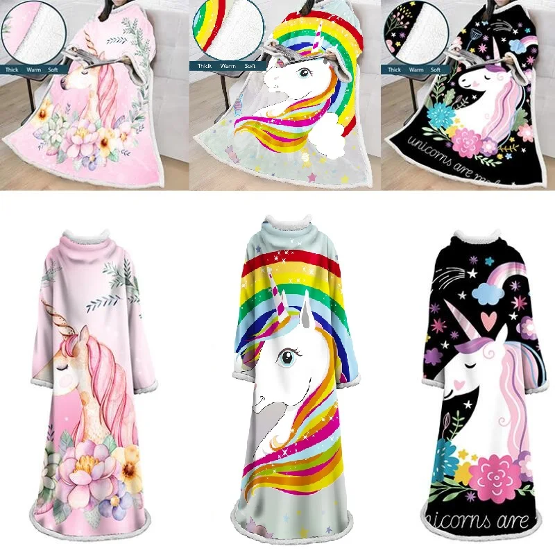 

Comforter Wearable Sleeve Blanket Unicorn Design Quilt Lazy Quilt Wrap Soft Thick Weighted Blanket Adult Throw Blankets