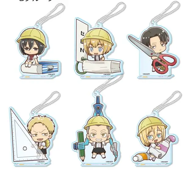 

Acrylic Charm Keychains Anime Attack on Titan Rivaille Mikasa Ackerman Cartoon Cute Itabag Pendant Toy Key Ring Collection Gifts