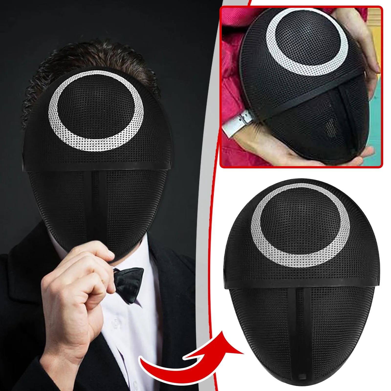 

Adult Squid Game Round Six Full Face Mask Cosplay Game Supervisor Masquerade Accessories Mask Christmas masque Fast Delievry