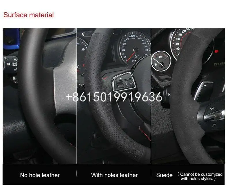 

DIY Hand seaming Carbon Fiber Black Suede Car Steering Wheel Cover for Volkswagen Golf 7