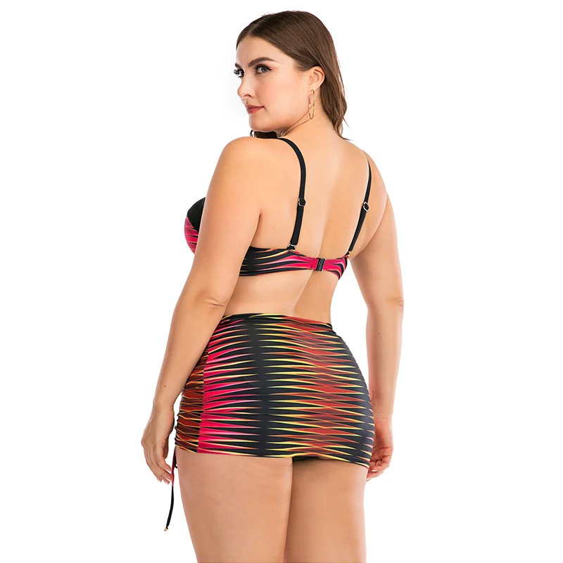 

2021 New Ladies Swimsuit Plus Size Bikini Set Sexy High Waist Plus Size Swimsuit Women Retro Print Push-up Bikini Beach Wear