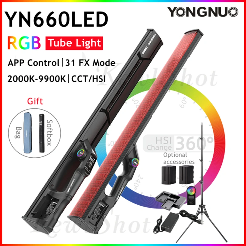 

Светодиодная трубка YONGNUO YN660 двухцветная, 2000-9900K и RGB