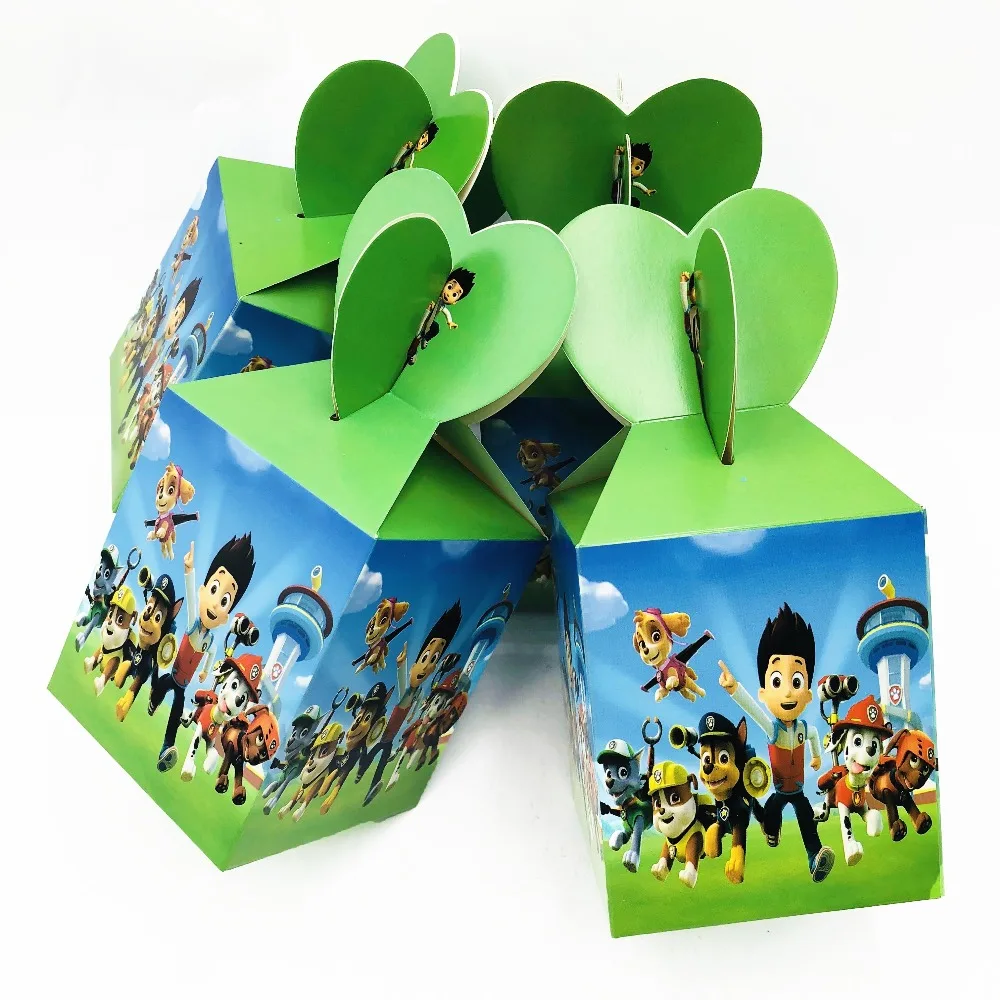 Candy Box 10pc Из мультфильма «Щенячий патруль» для дня рождения украшения, товары для вечеринки для маленьких мальчиков посуда скатерть тарелки чашки баннеры подарки с рисунками из мультфильма «Щенячий патруль» Детские сувениры - Цвет: Candy Box 10pc