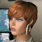 Короткий парик-фаллоимитатор, недорогие цветные парики из человеческих волос, прямой парик с челкой, парик из человеческих волос для чернокожих женщин