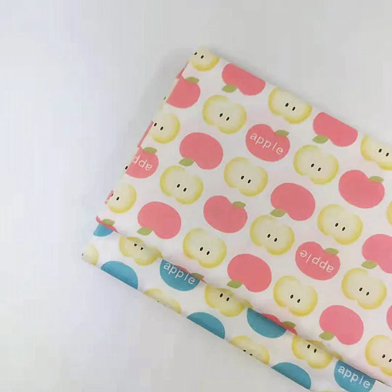 Красный/зеленый яблоко хлопковый материал с печатным рисунком саржевая ткань