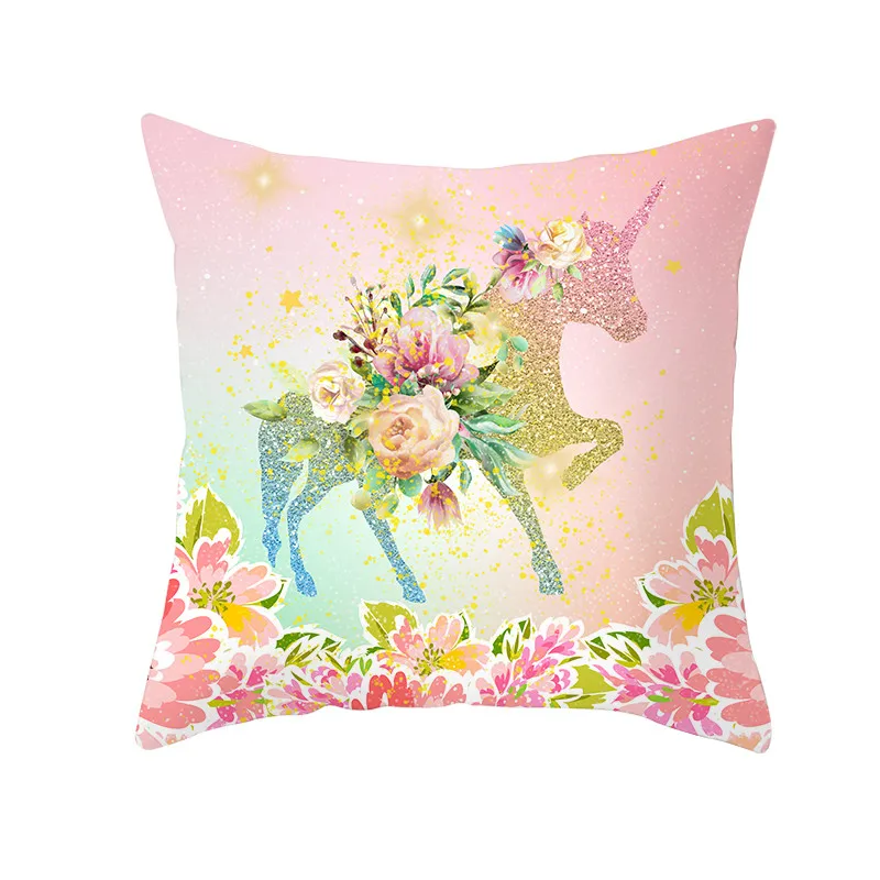

Cartoon Pink Cushion Cover Pillow Covers Decorative Sofa Cushions Throw Pillows 45*45 Square Polyester Pillowcases Home Decor