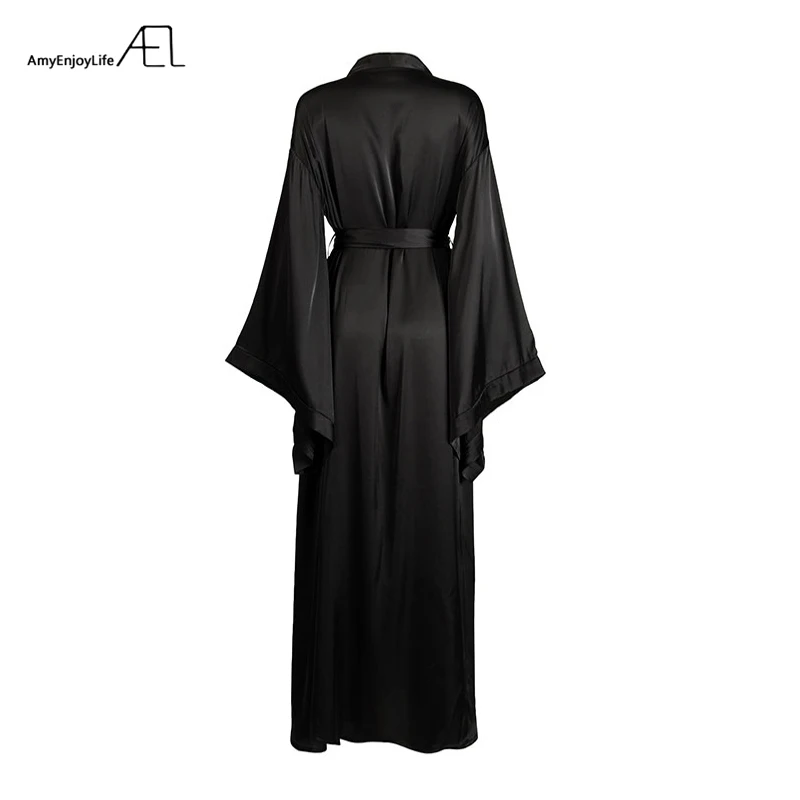 

AEL Fashion Loose Soft Comfortable Night Robe Women Belt Bathrobe Women's Sleep Sexy Sleepwear Shift 2021 Select 3 Color