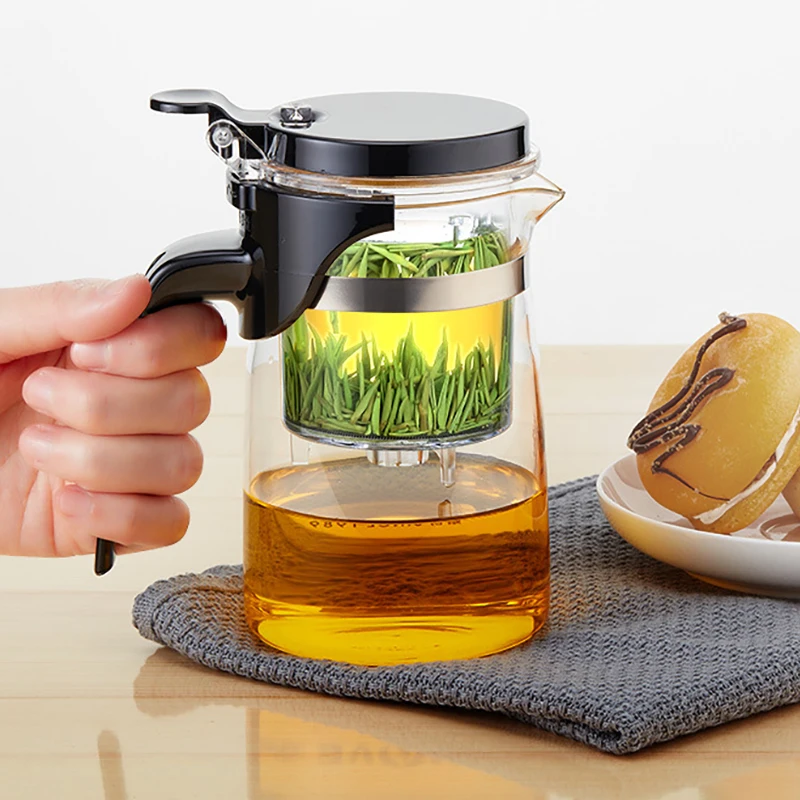 Стеклянный чайник GEEKHOM стеклянная чашка с крышкой из нержавеющей стали для
