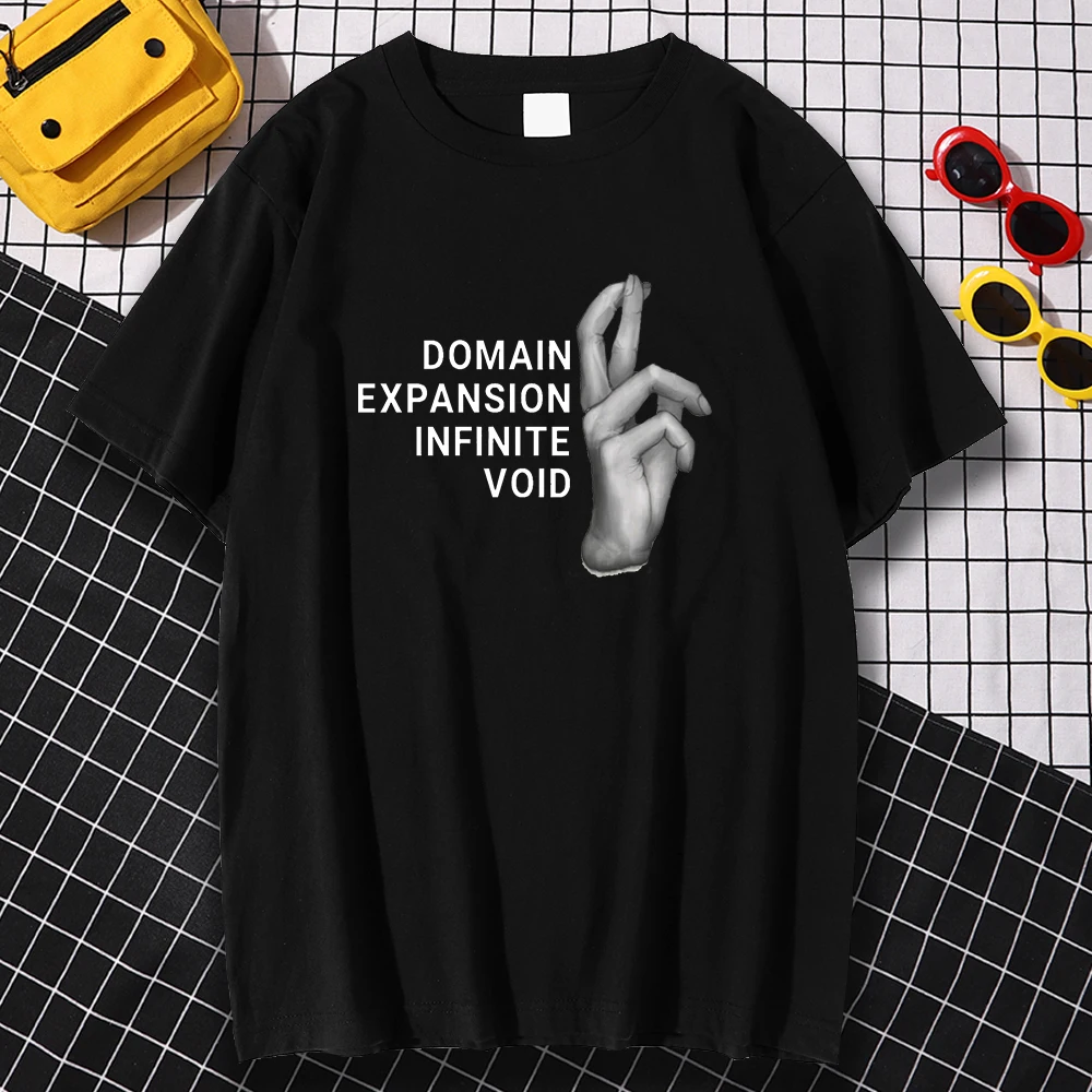 

Oversized Breathable Man Tee Shirt Spring Summer Tee-Shirt Domain Expansion Gojo Satoru Print Top Regular Sleeve Tee Shirts Male