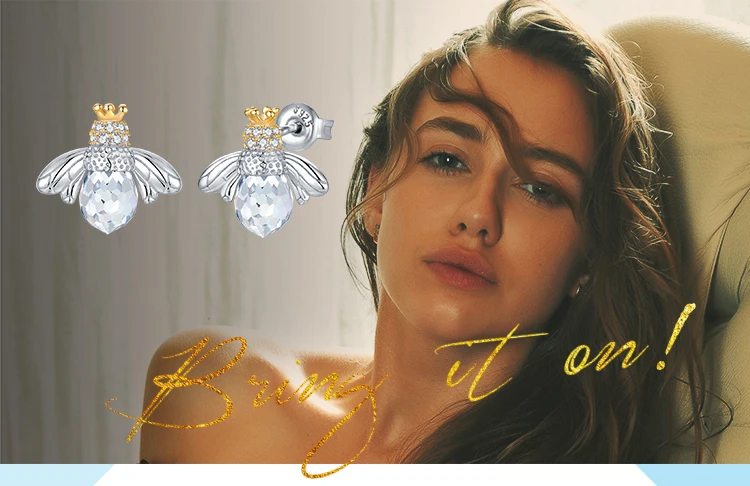 JewelryPalace 8ct кубического циркония корона крыло Мёд пчела серьги 925 пробы серебро ювелирных украшений Мода серьги для Для женщин