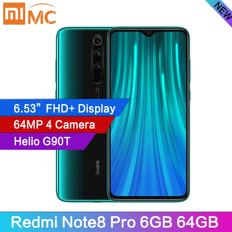 CN версия Xiaomi Redmi Note 8 Pro 6 Гб 64 мп четырехъядерный смартфон NFC 4500 мАч 18 Вт MTK Helio G90T 53