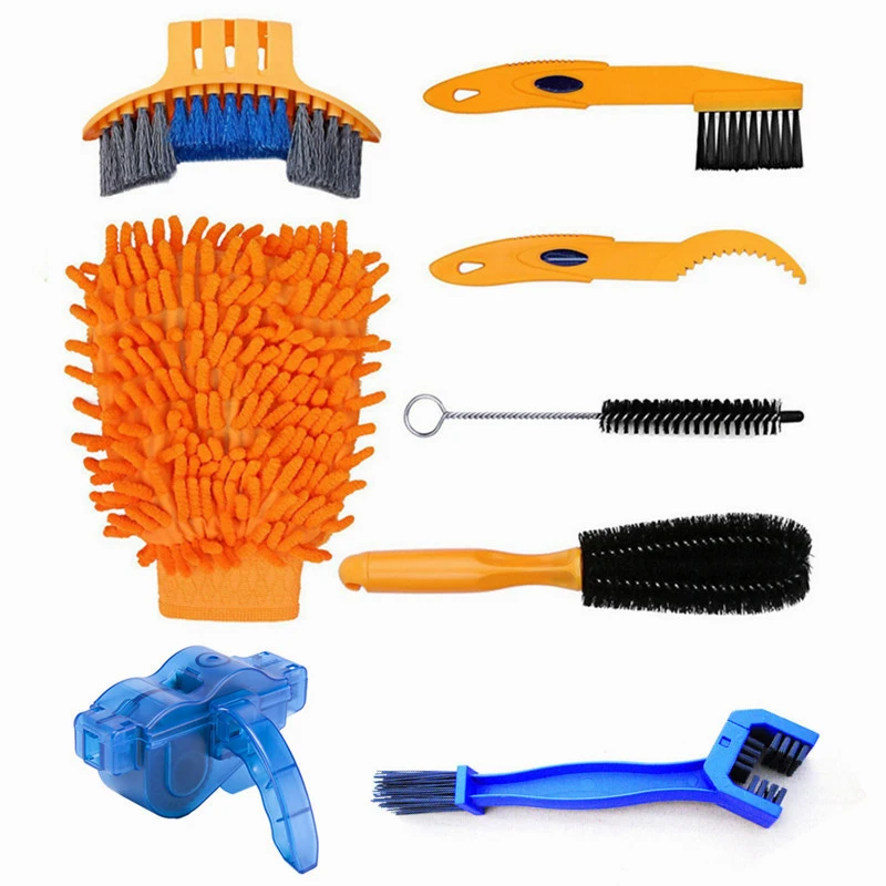 

8 PCS Road Bike Chain Cleaner MTB Mountain Bikes Clean Machine Brushes Cycling Cleaning Kit Bicycle Brush Maintenance Tools