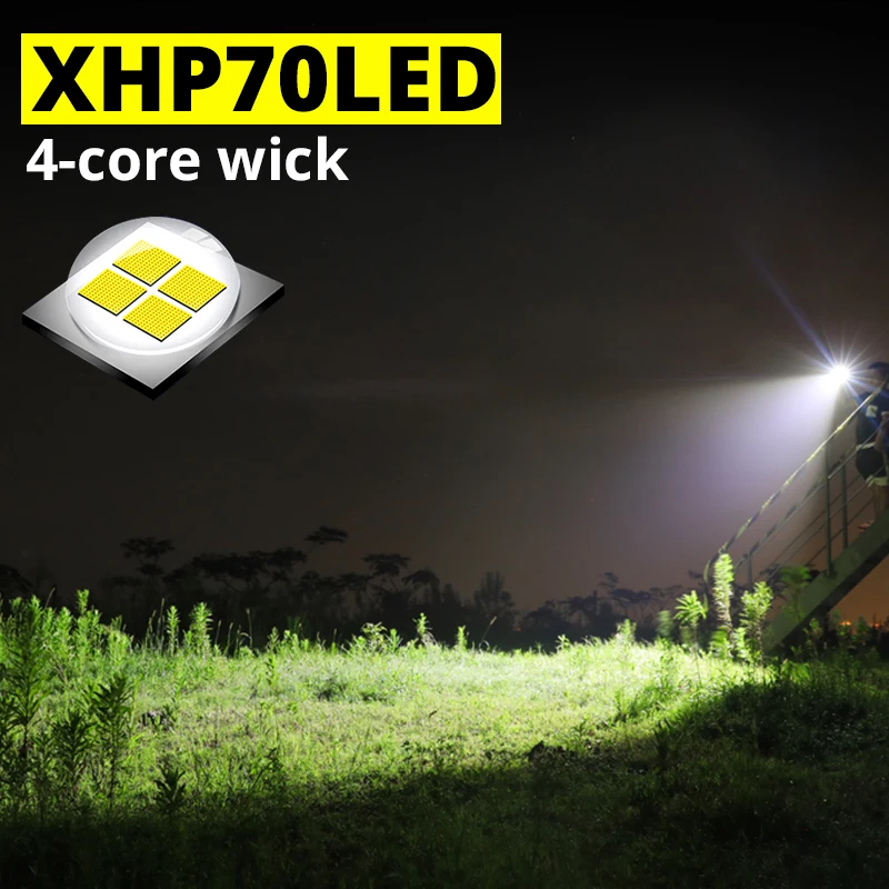 Сверхмощный светодиодный фонарь XHP70.2 Xlamp XHP50, яркий USB фонарь с зумом, 18650, 26650, перезаряжаемый охотничий фонарь, 5 режимов